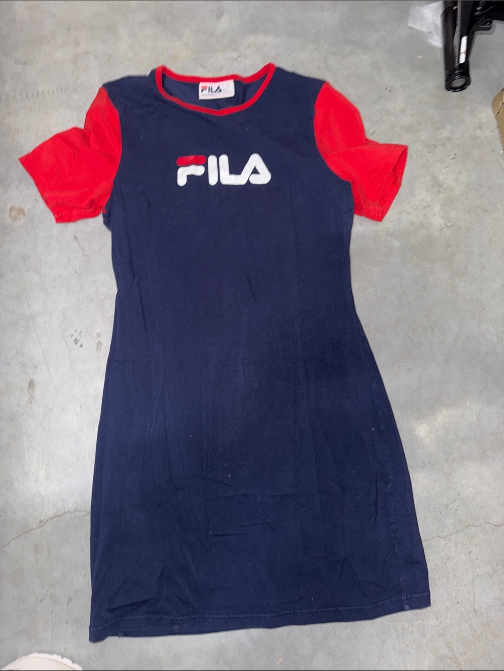 FILA Navy and Red Logo Short Sleeve Tee